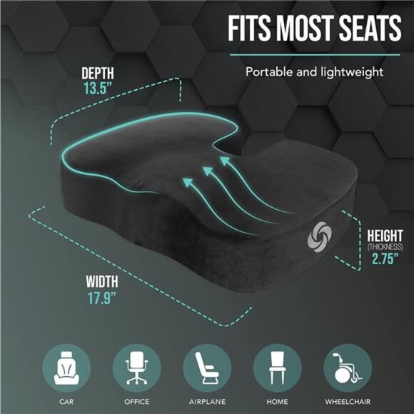 Memory foam seat cushion ergonomic tailbone support coccyx pillow office car cha - Picture 2 of 8